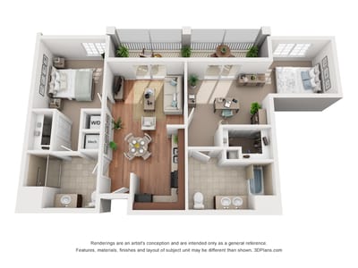 Architectural floor plan of a living unit