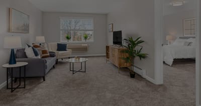 Bright interior living space in a senior living facility