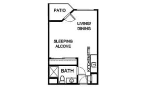 Architectural floor plan of a living unit