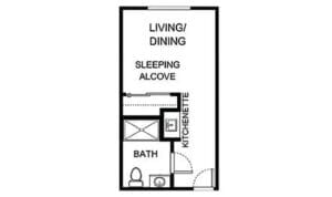 Architectural floor plan of a living unit