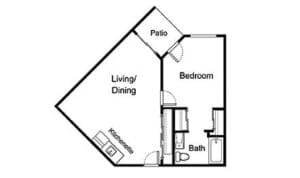 Architectural floor plan of a living unit