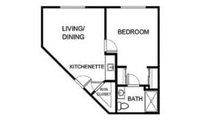 Architectural floor plan of a living space