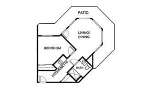 Architectural floor plan of a living space layout
