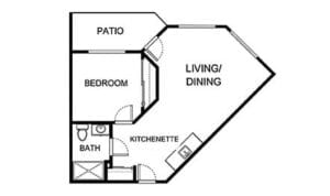 Architectural floor plan for a living unit