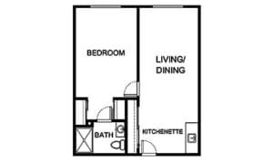 Architectural floor plan for a resident unit