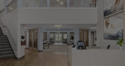 Bright and welcoming lobby area of the facility