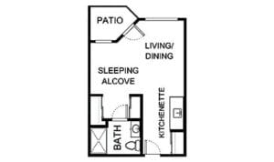 Architectural floor plan of a living unit