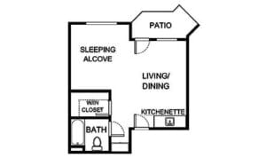Architectural floor plan of a living unit