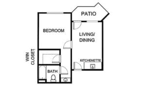 Architectural floor plan of a resident unit
