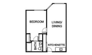 Architectural floor plan of a resident unit