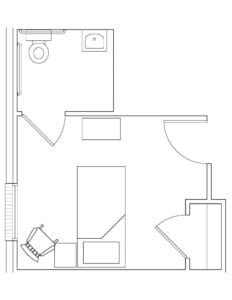 Floor plan of a resident room layout