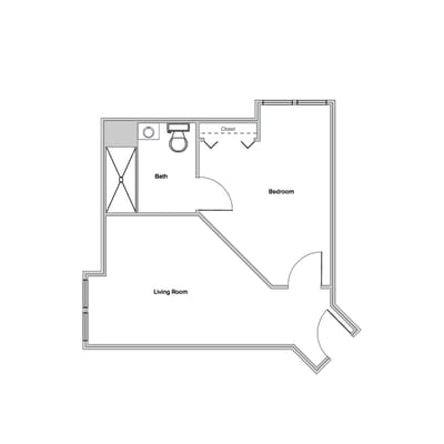 Architectural floor plan of a living unit