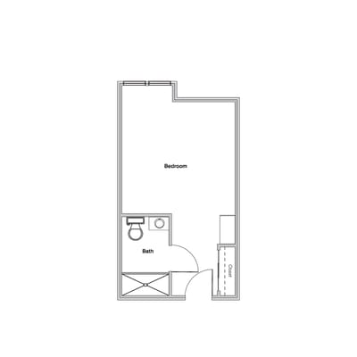 Architectural floor plan of a resident room