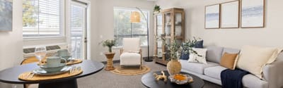 Bright and cozy living room with stylish decor