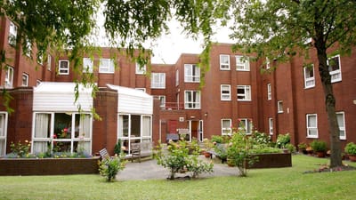 Garden area surrounded by residential buildings