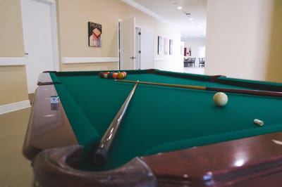 Pool table in a common area of the facility