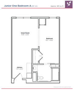 Floor plan of Junior One Bedroom A