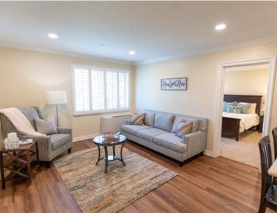 A bright interior living room with comfortable seating