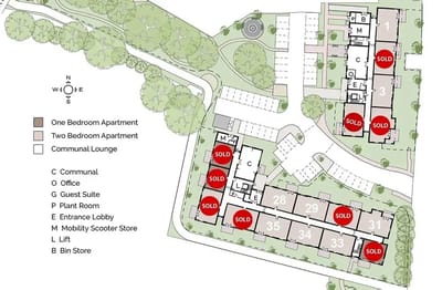 Architectural floor plan of Albany Lodge with labeled areas