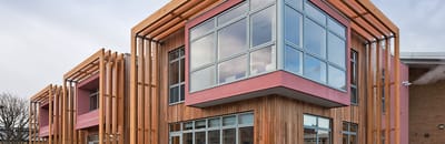 Exterior view of a modern assisted living facility