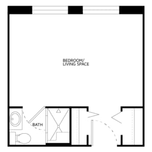Architectural floor plan of a resident room