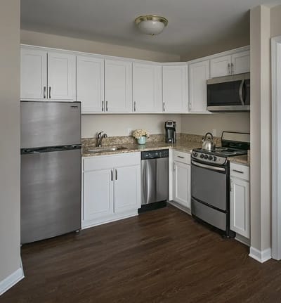 Modern kitchen setup in an assisted living unit