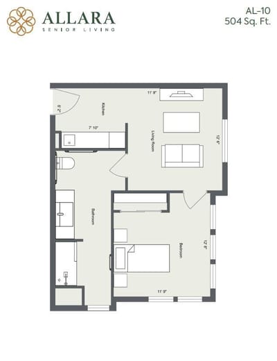 Architectural floor plan of a resident unit