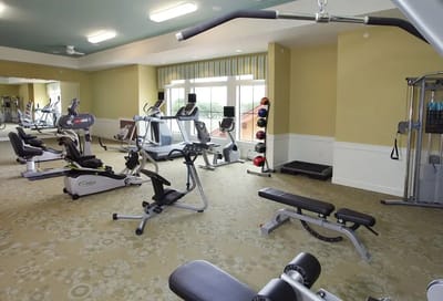 Interior gym area with exercise equipment