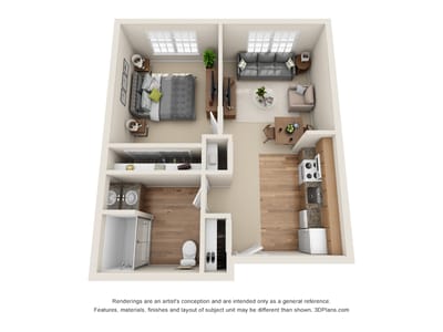 Architectural floor plan of a living unit