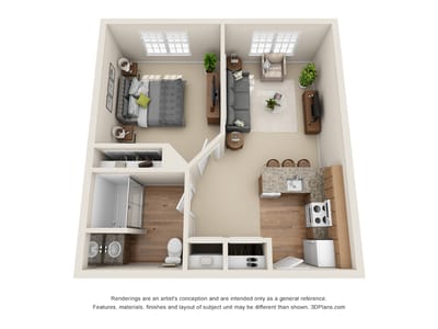 Architectural floor plan of a living unit