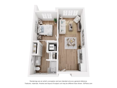 Architectural floor plan of a living unit