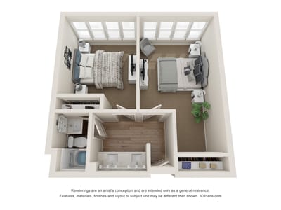 Floor plan of a senior living unit layout