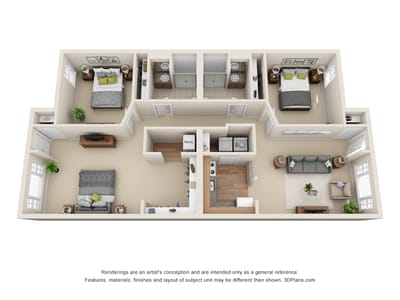 Architectural floor plan of a resident unit