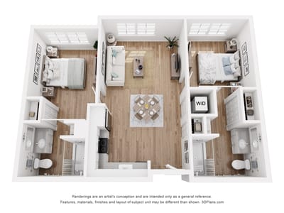 Architectural floor plan of a senior living unit