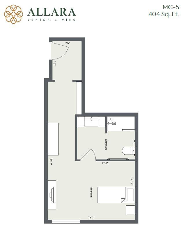 Architectural floor plan of a resident unit