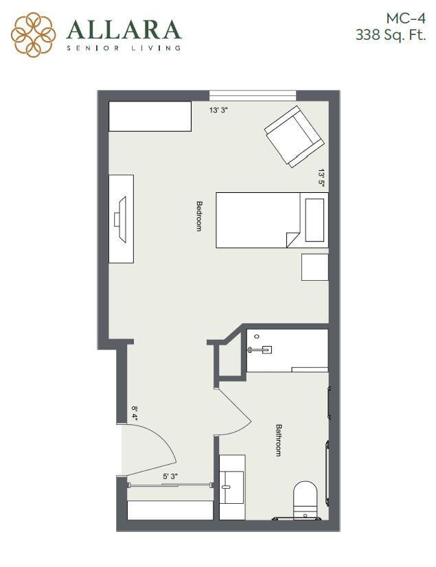 Architectural floor plan of a resident unit