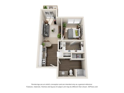 Artist's conception of a residential unit layout