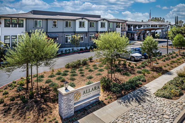 Exterior view of Allara Senior Living facility