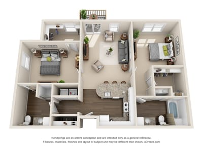 Architectural floor plan of a senior living unit