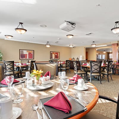 Elegant dining room set for a meal service