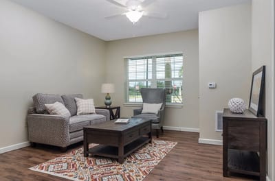Cozy interior living space with furniture