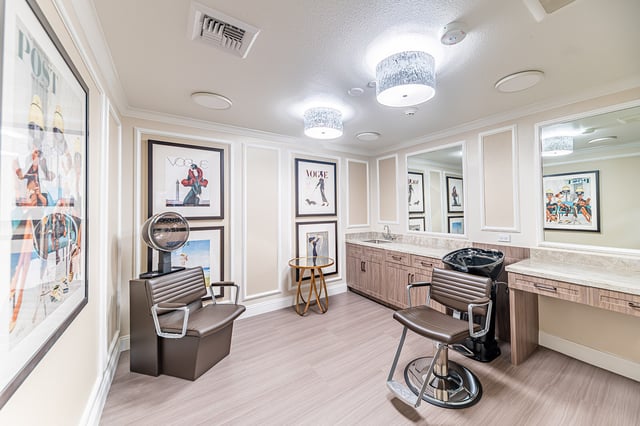 Interior view of a senior living salon