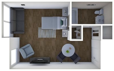 Floor plan of a private room layout