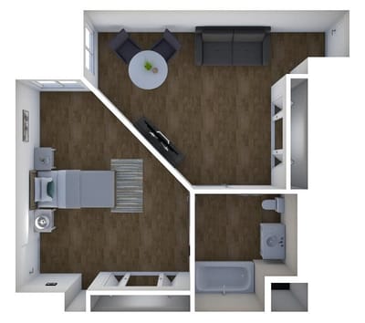 Floor plan of a private resident room layout.