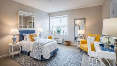 A well-decorated private resident room