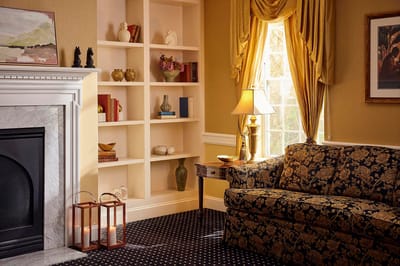 Cozy interior living area with sofa and decor
