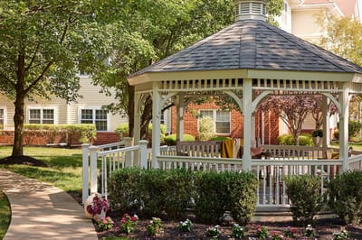 Gazebo in a landscaped outdoor area