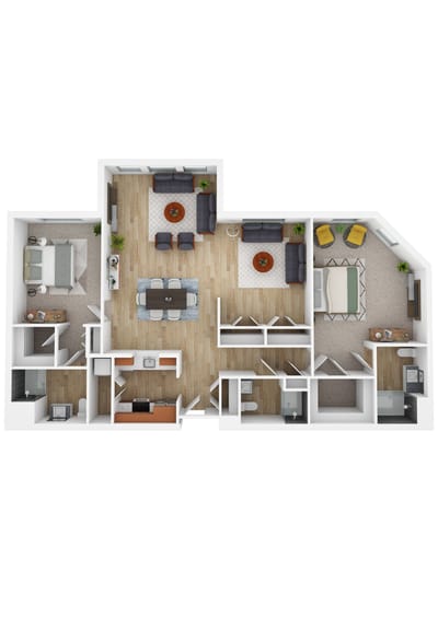 Architectural floor plan of a resident unit layout