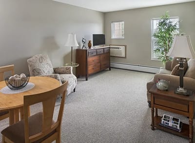 A cozy interior living space with furniture