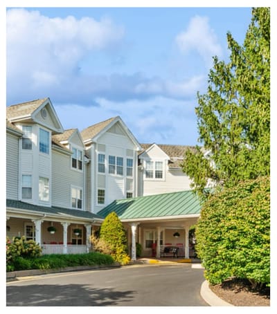 Exterior view of Woodbridge Place's entrance